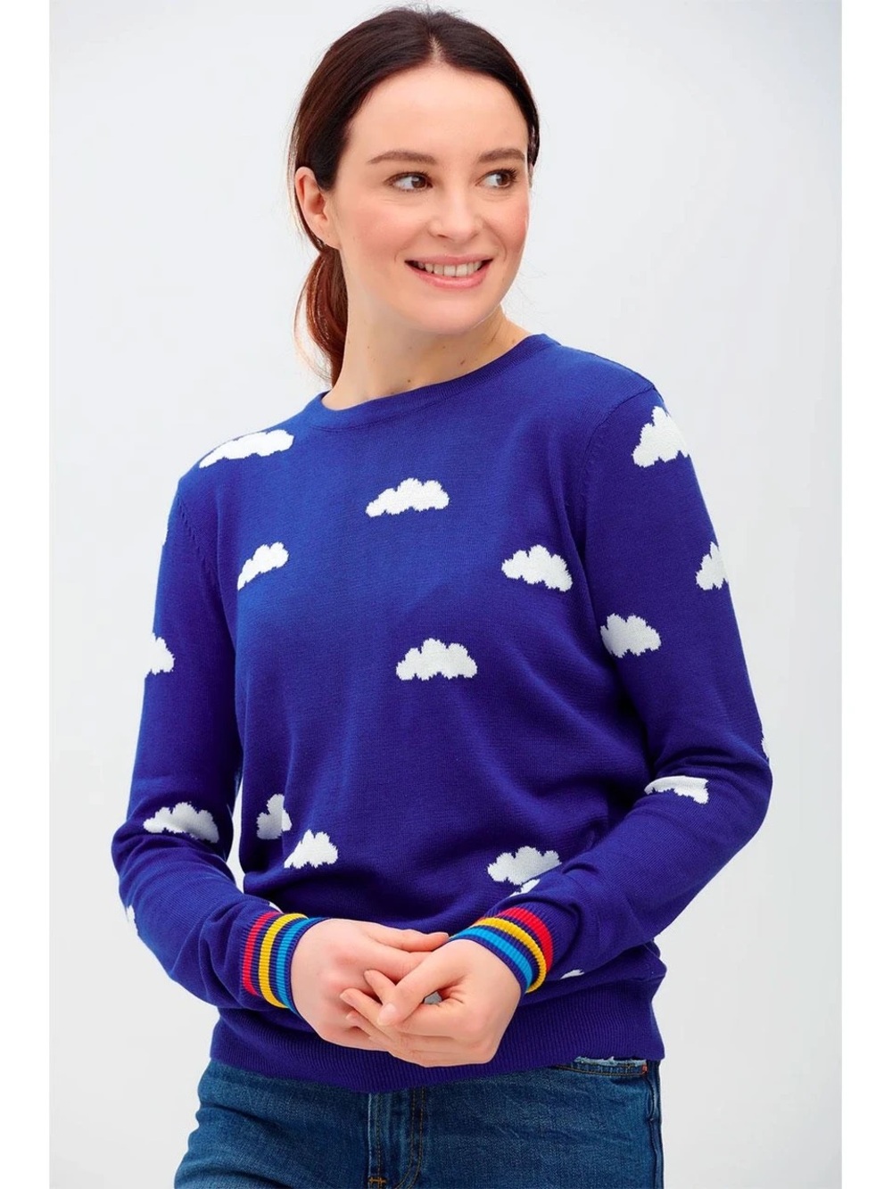 Sugarhill Brighton Rita Retro Dreamy Days Jumper in Blue Size 10
